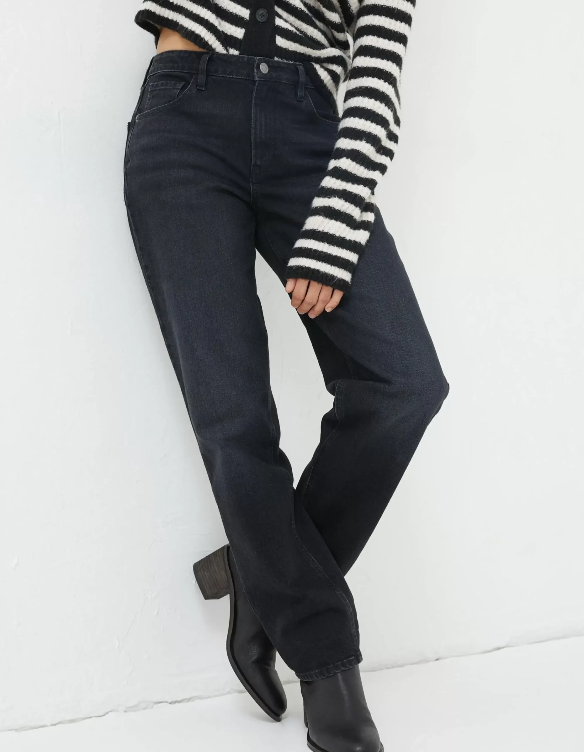 FatFace Ludlow Boyfriend Jeans Washed Black Discount