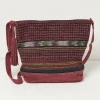 FatFace Lula Suede Woven Shoulder Bag Burgundy Clearance