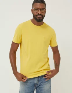 FatFace Lulworth Organic Cotton Crew T-Shirt Washed Yellow New