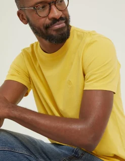 FatFace Lulworth Organic Cotton Crew T-Shirt Washed Yellow New