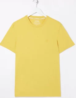 FatFace Lulworth Organic Cotton Crew T-Shirt Washed Yellow New