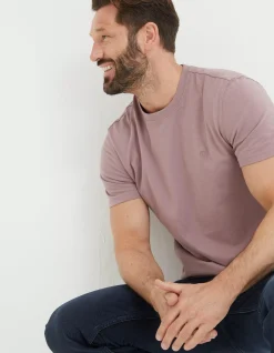 FatFace Lulworth Organic Cotton Crew T-Shirt Washed Purple Outlet