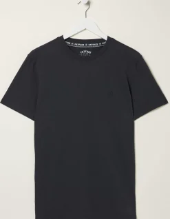 FatFace Lulworth Organic Cotton Crew T-Shirt Washed Black Clearance