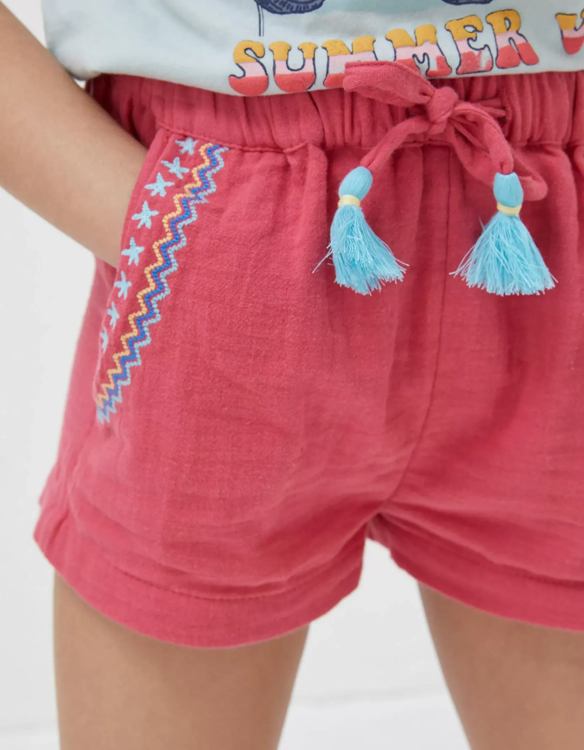 FatFace Lyla Embroidered Shorts Raspberry Red Sale