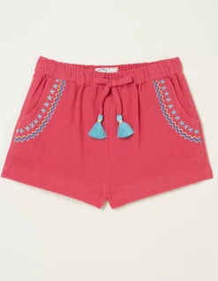 FatFace Lyla Embroidered Shorts Raspberry Red Sale
