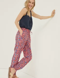 FatFace Lyme Woodblock Cuffed Trousers Tomato Red