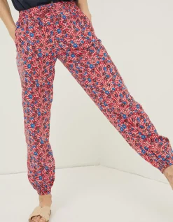 FatFace Lyme Woodblock Cuffed Trousers Tomato Red