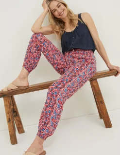 FatFace Lyme Woodblock Cuffed Trousers Tomato Red