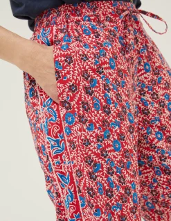 FatFace Lyme Woodblock Cuffed Trousers Tomato Red