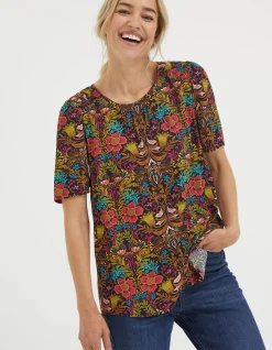 FatFace Lyndy Art Floral Blouse Black Best