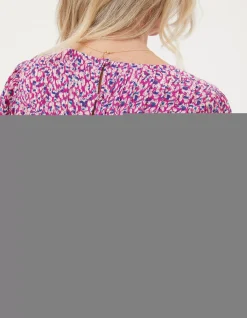 FatFace Lyndy Textured Animal Blouse Fuchsia Pink Clearance