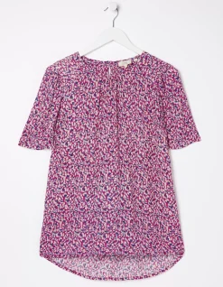 FatFace Lyndy Textured Animal Blouse Fuchsia Pink Clearance