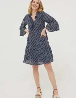 FatFace Maddie Embroidered Dress Navy Hot