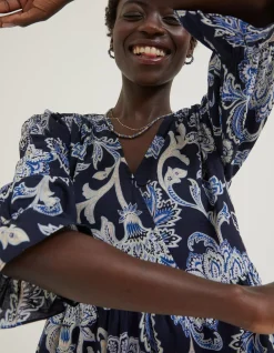 FatFace Maddox Palace Floral Print Wrap Dress Navy
