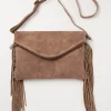 FatFace Maelie Tassel Suede Crossbody Bag Stone Clearance