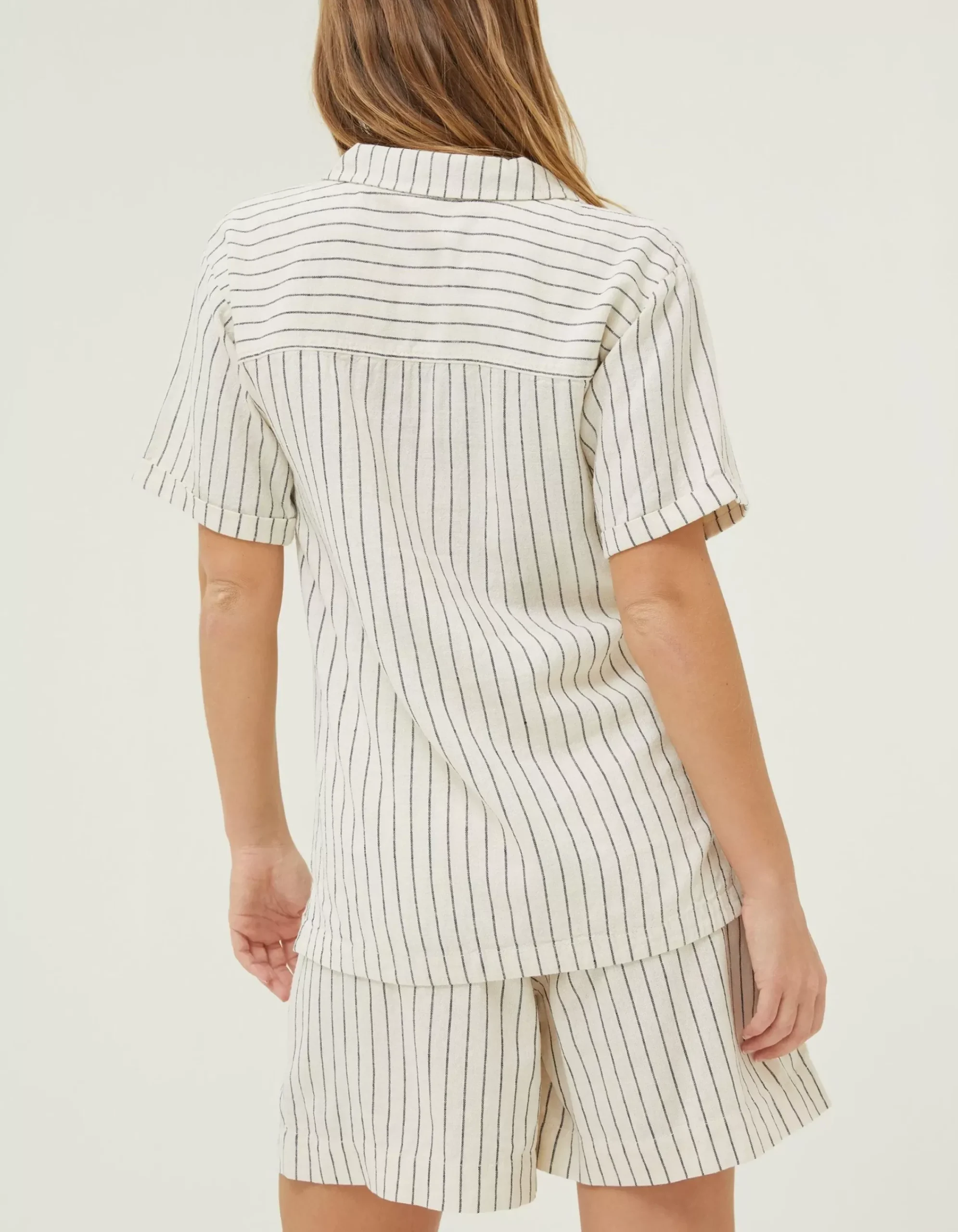 FatFace Mali Linen Blend Stripe Shirt Ivory New