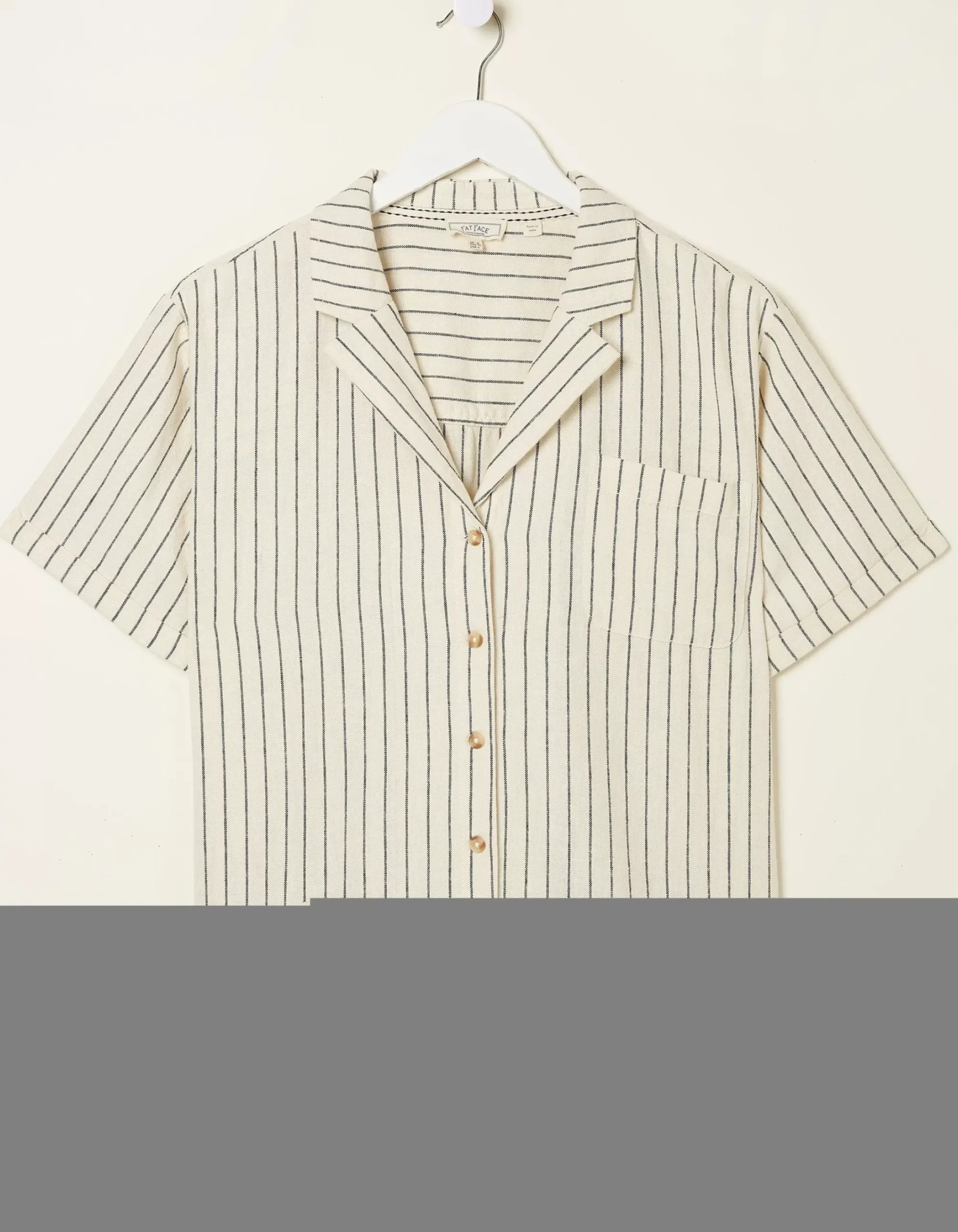 FatFace Mali Linen Blend Stripe Shirt Ivory New
