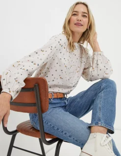 FatFace Mallie Ditsy Shirt Oatmeal Discount