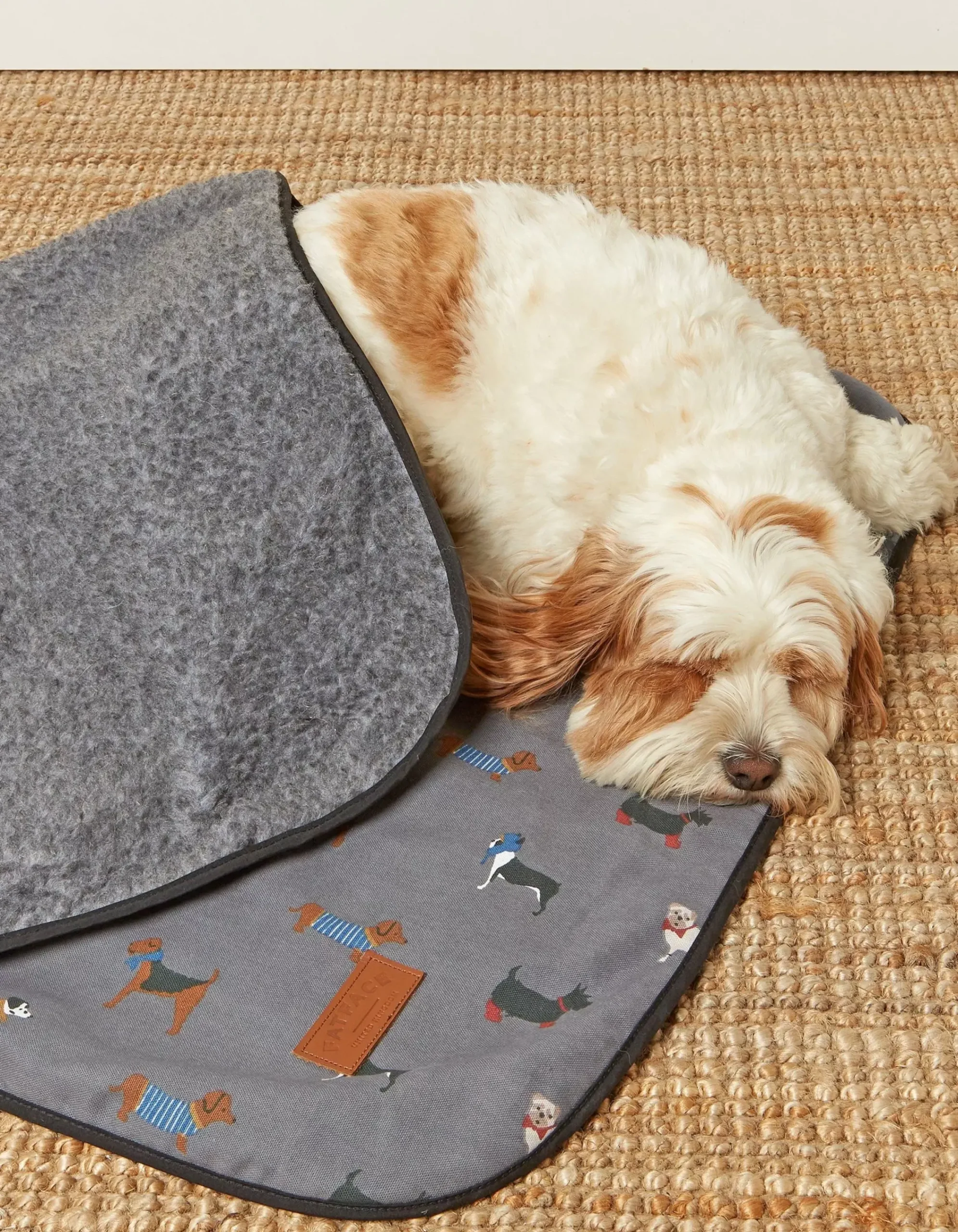FatFace Marching Dogs Pet Blanket Grey Clearance