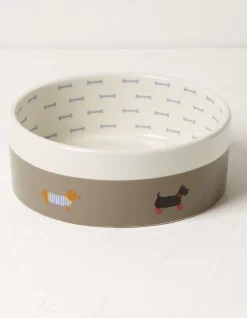 FatFace Marching Dogs Print Pet Bowl Grey Best