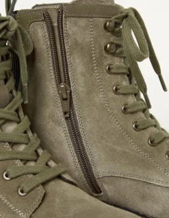 FatFace Margot Suede Ankle Hiker Boot Khaki Green Clearance