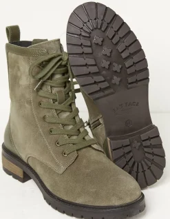 FatFace Margot Suede Ankle Hiker Boot Khaki Green Clearance