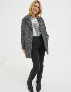 FatFace Marin Wool Blend Coat Black New