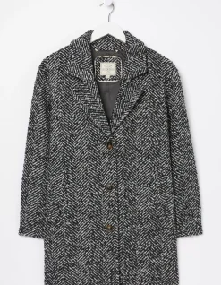 FatFace Marin Wool Blend Coat Black New