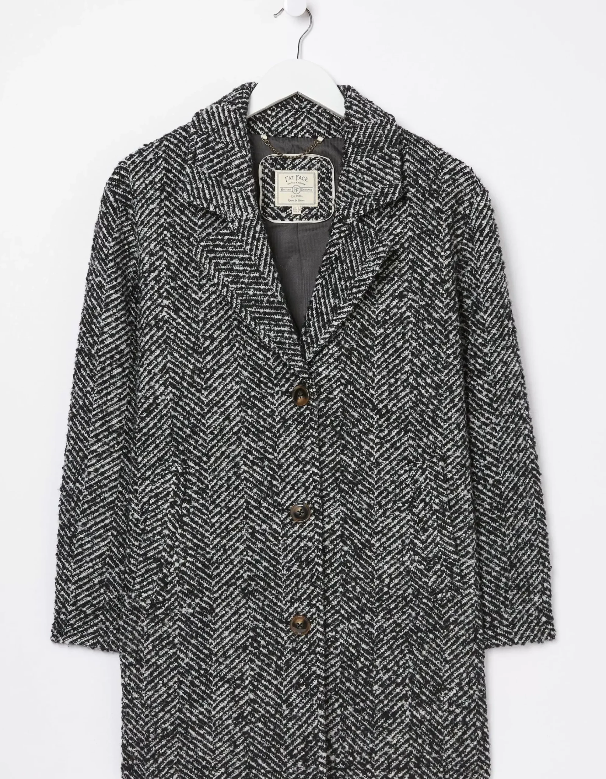 FatFace Marin Wool Blend Coat Black New
