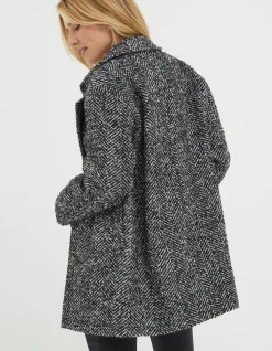 FatFace Marin Wool Blend Coat Black New