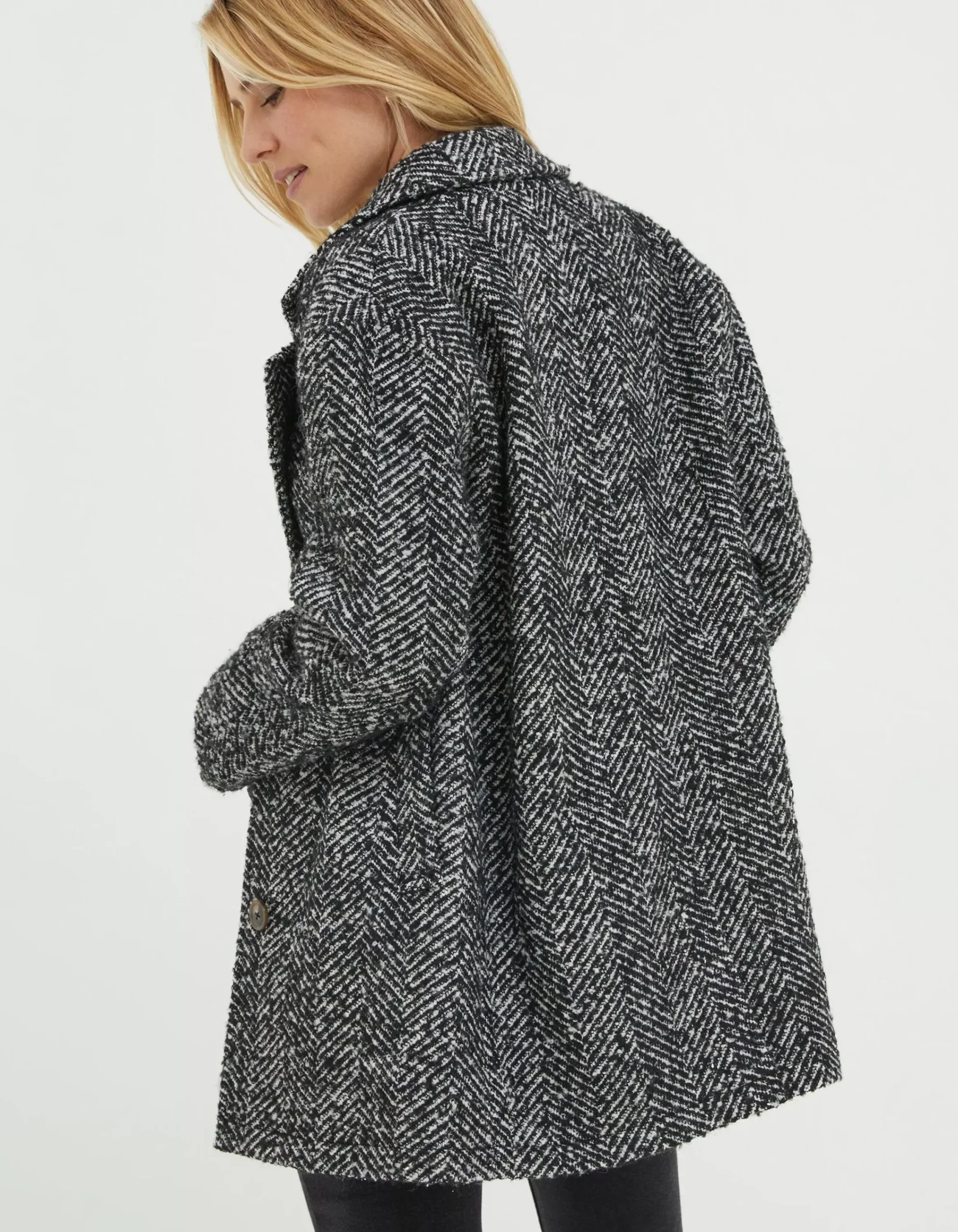 FatFace Marin Wool Blend Coat Black New