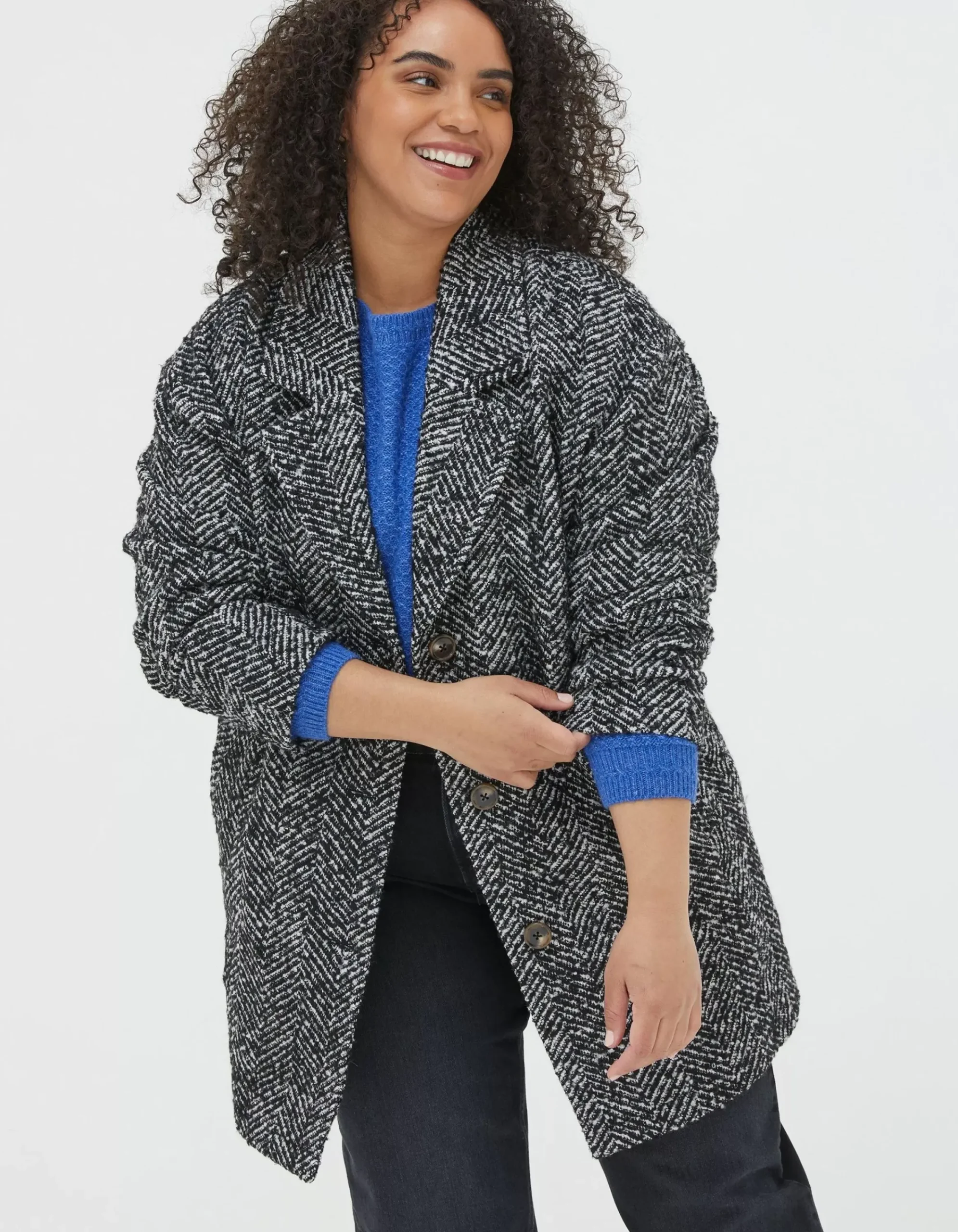 FatFace Marin Wool Blend Coat Black New