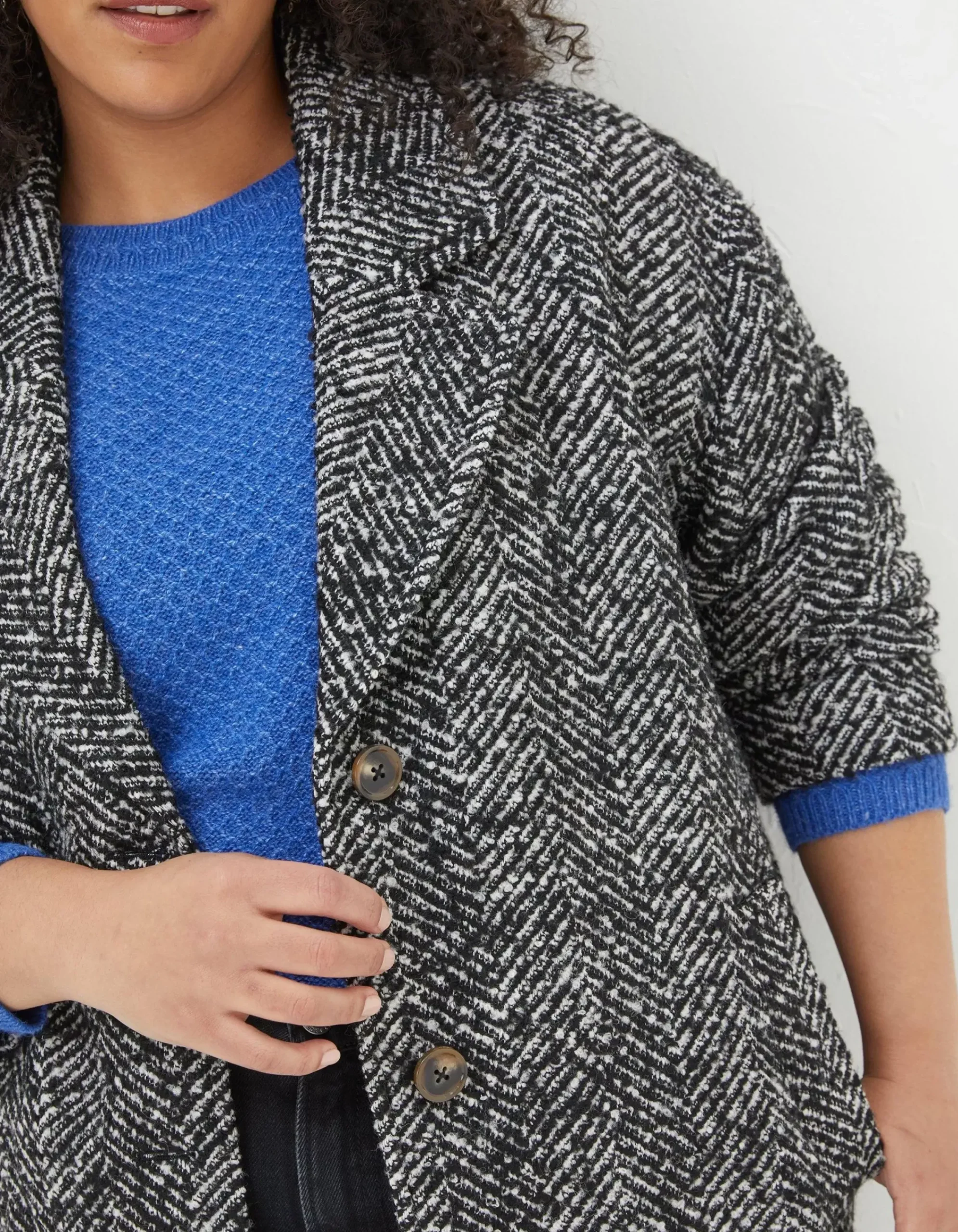 FatFace Marin Wool Blend Coat Black New