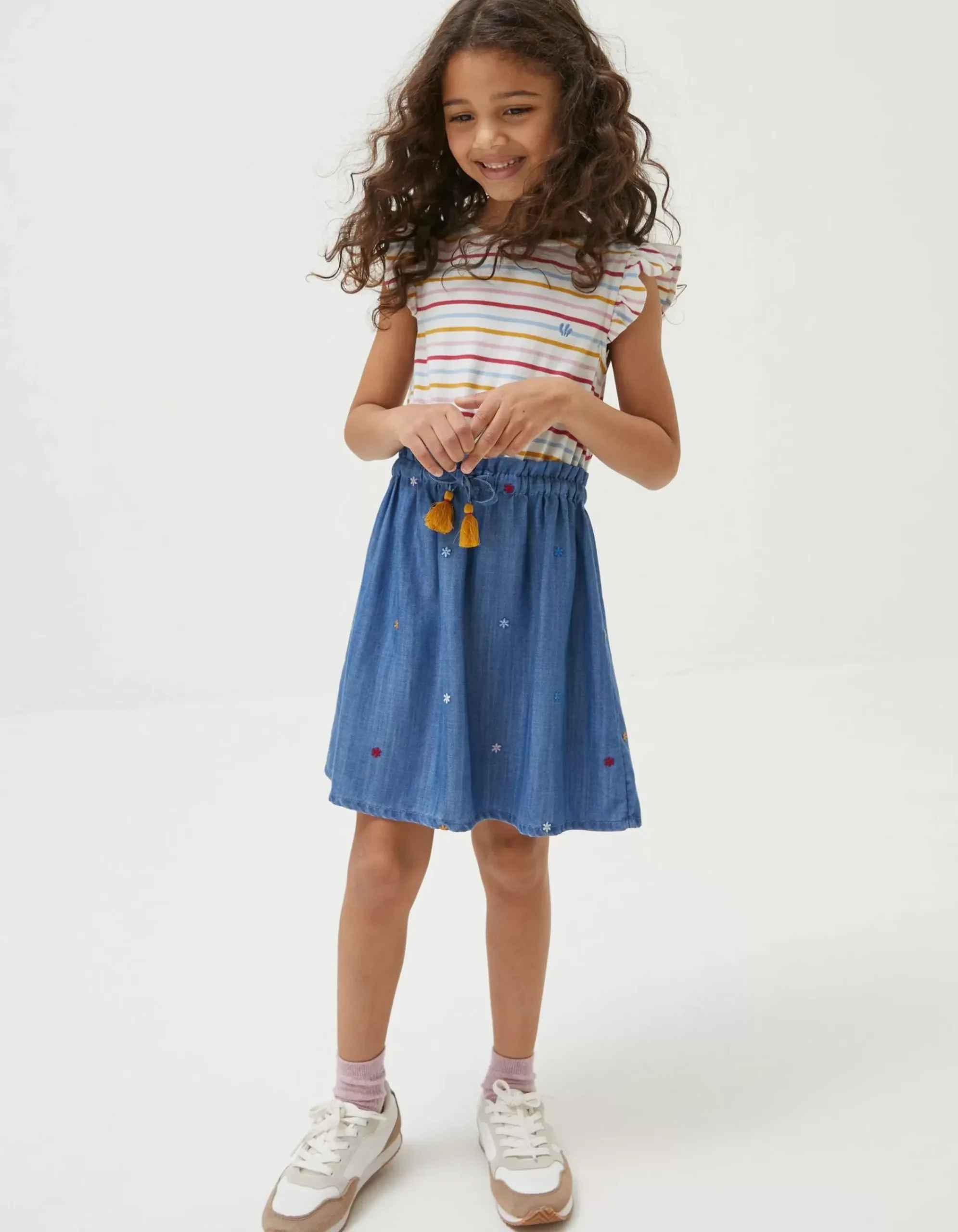 FatFace Martha Embroidered Dress Chambray Blue Best