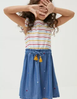 FatFace Martha Embroidered Dress Chambray Blue Best