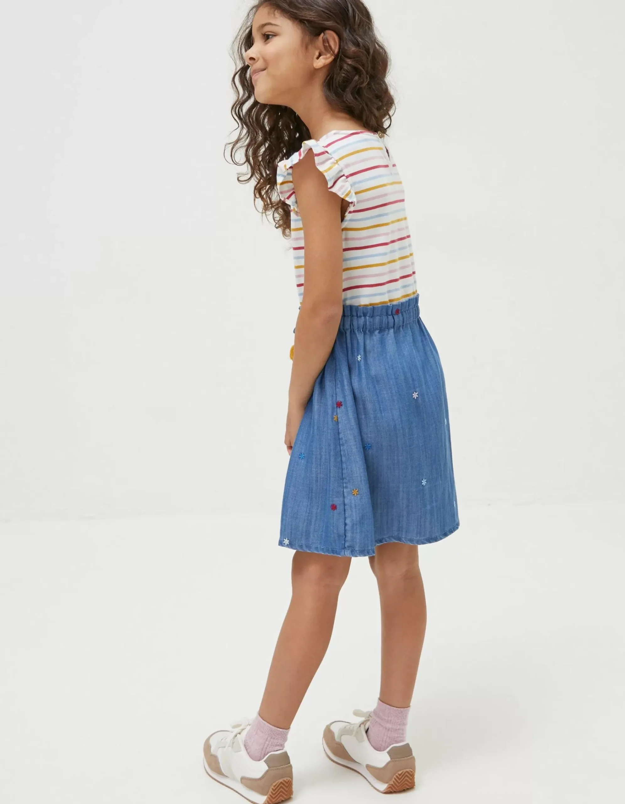 FatFace Martha Embroidered Dress Chambray Blue Best