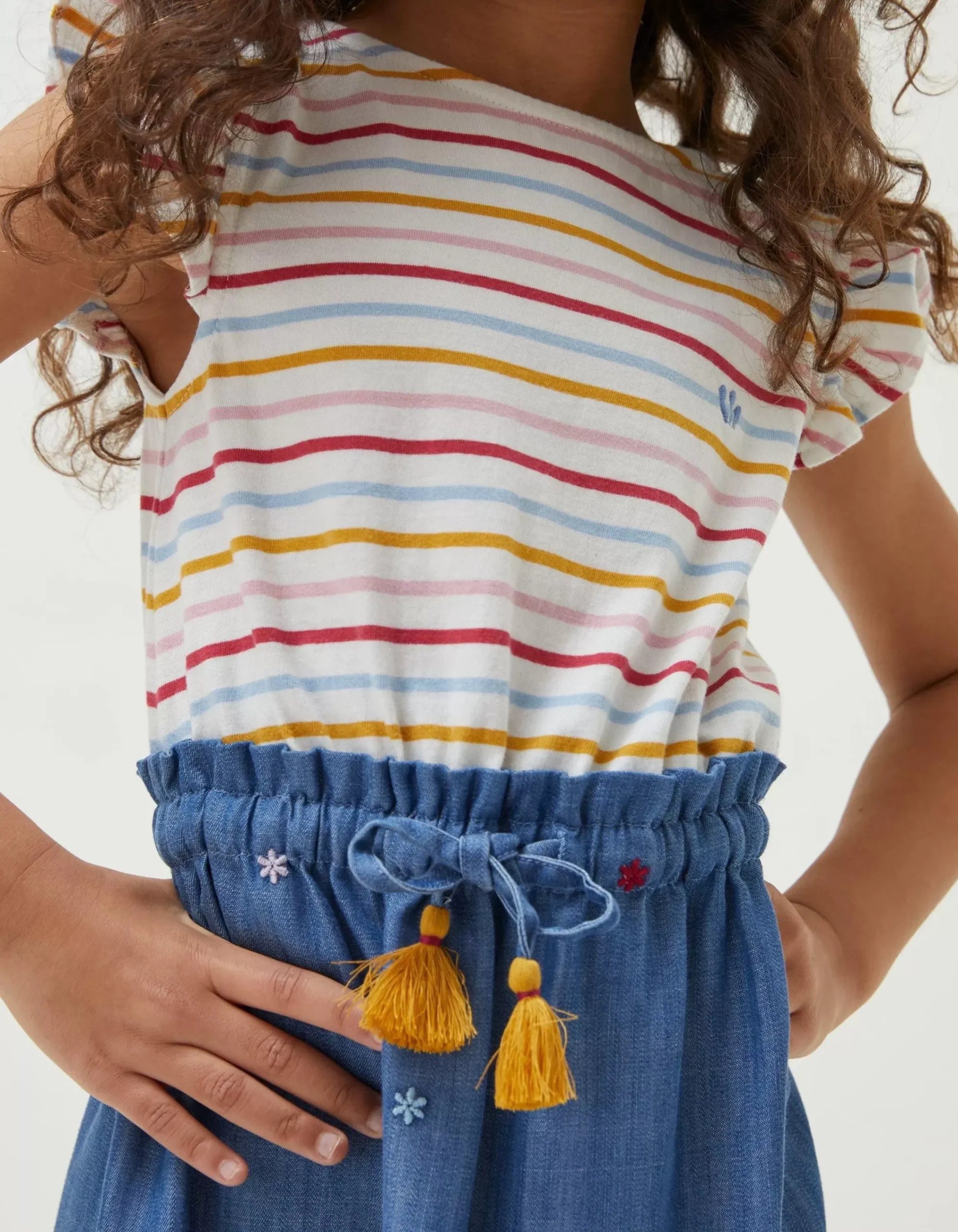 FatFace Martha Embroidered Dress Chambray Blue Best