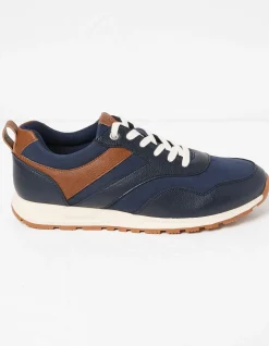FatFace Maximus Leather Trainer Navy Best