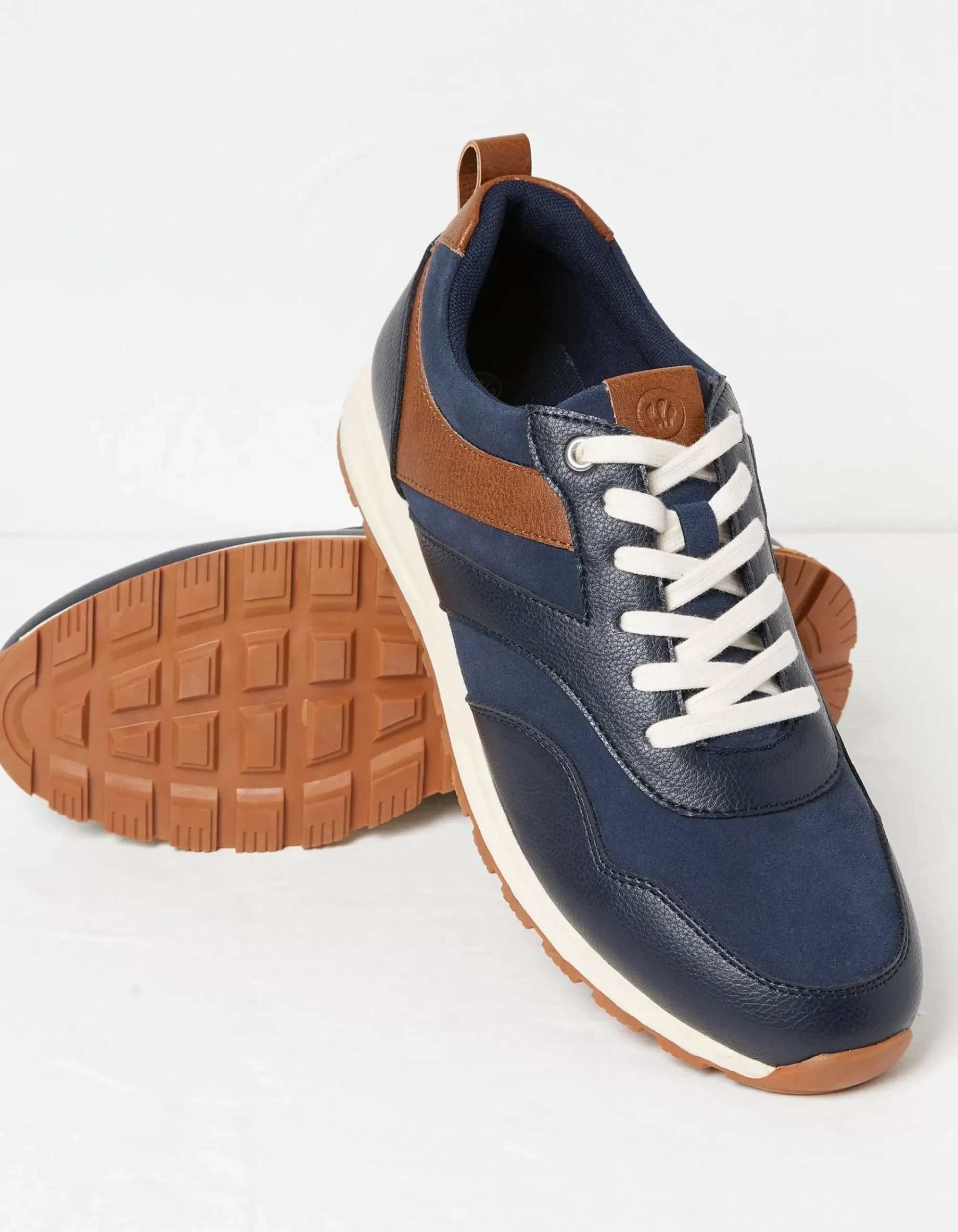 FatFace Maximus Leather Trainer Navy Best