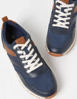 FatFace Maximus Leather Trainer Navy Best