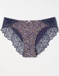 FatFace Maya Floral Cheeky Knickers Navy Clearance