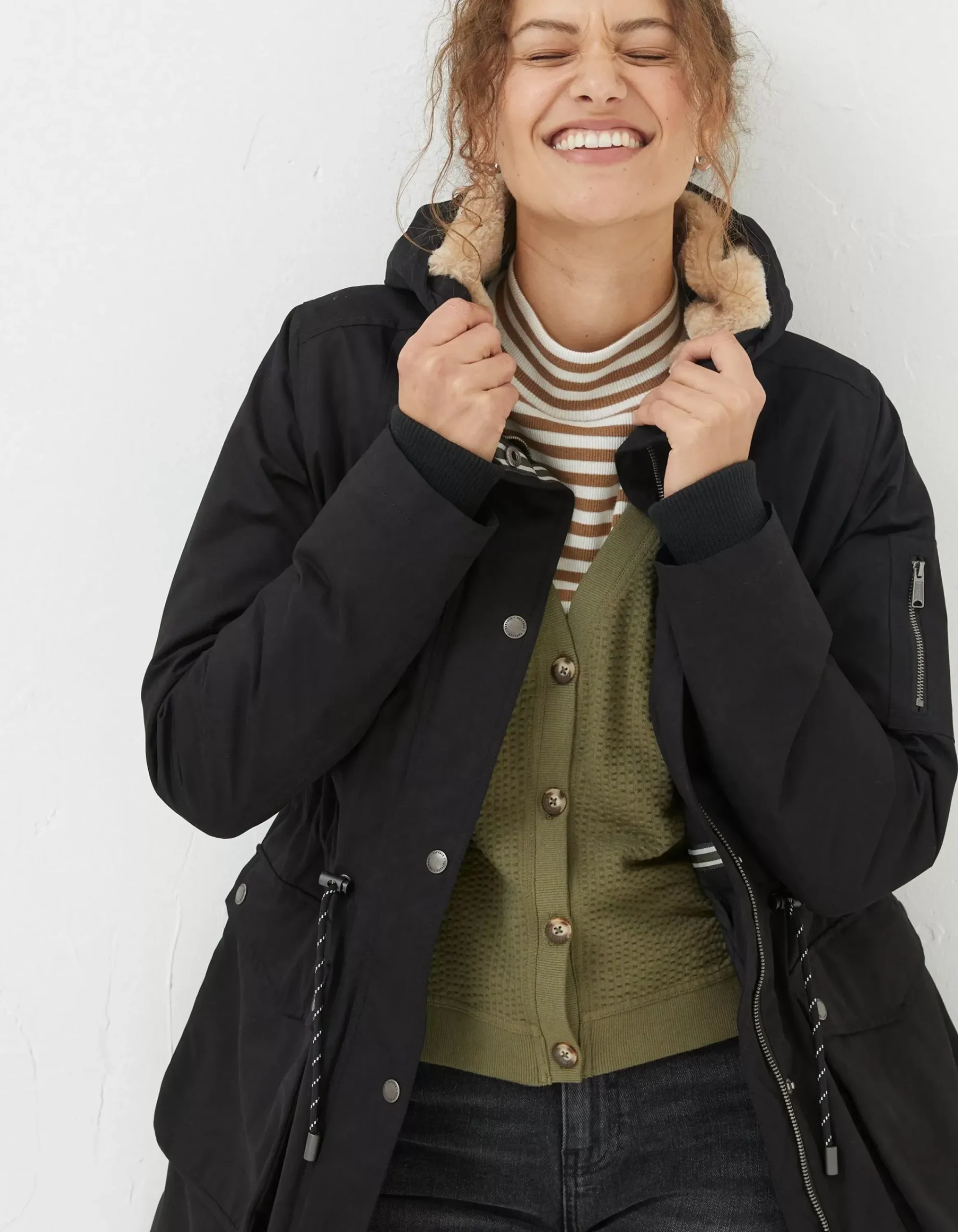 FatFace Maya Parka Coat Black Clearance