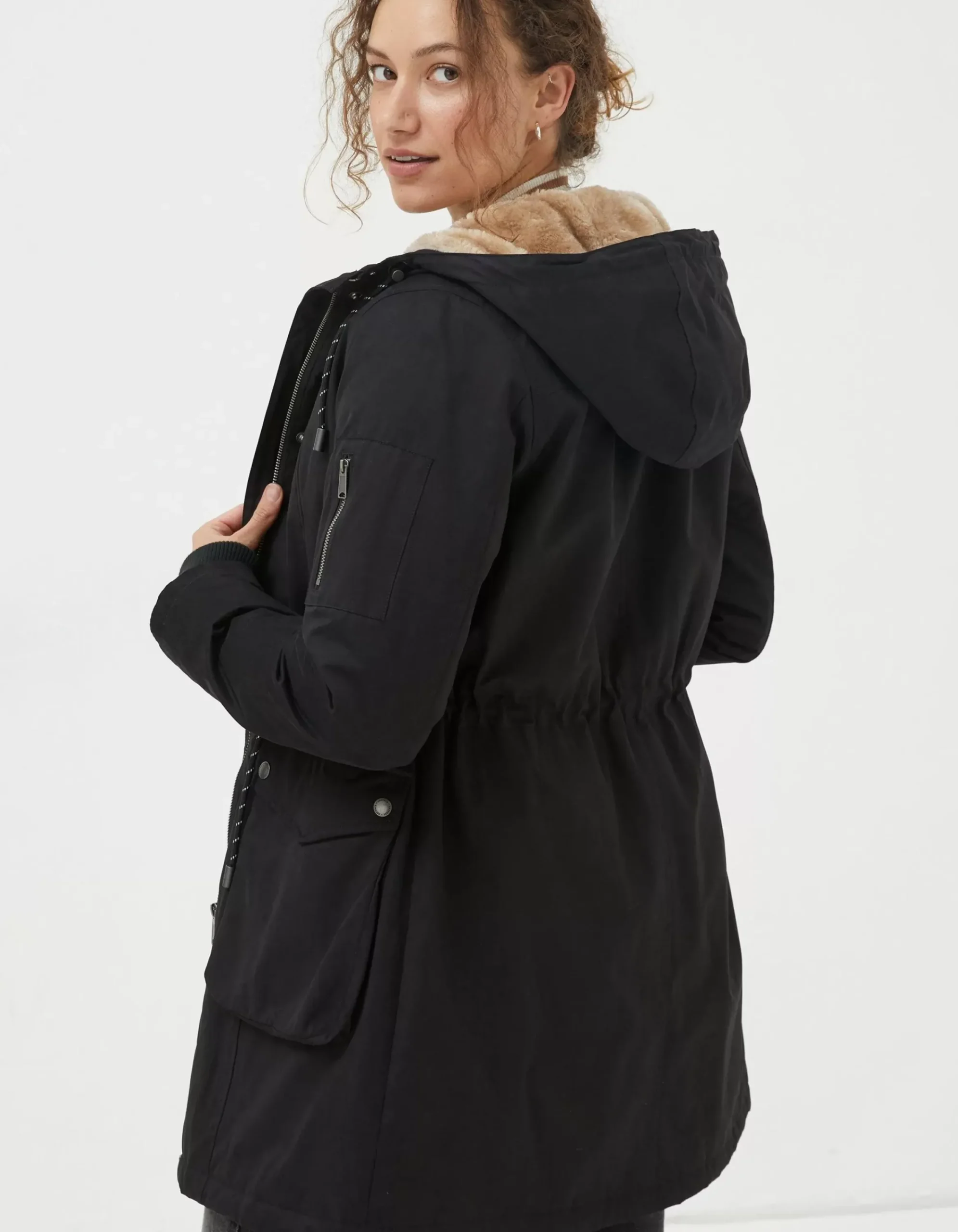 FatFace Maya Parka Coat Black Clearance
