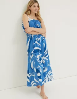FatFace Mcs Nora Painted Shell Maxi Skirt Cobalt Blue New