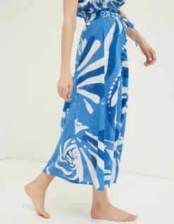 FatFace Mcs Nora Painted Shell Maxi Skirt Cobalt Blue New