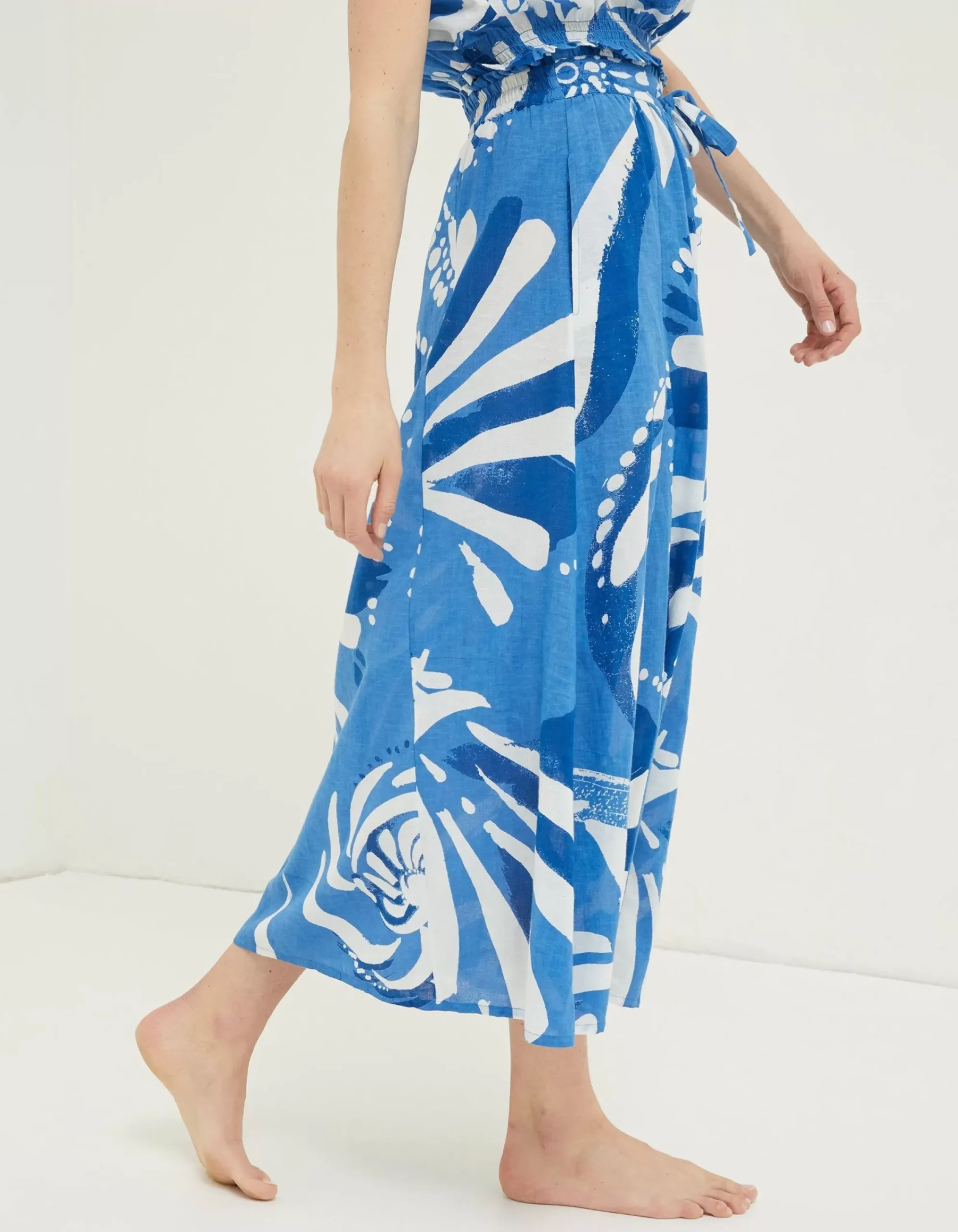 FatFace Mcs Nora Painted Shell Maxi Skirt Cobalt Blue New