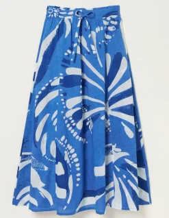 FatFace Mcs Nora Painted Shell Maxi Skirt Cobalt Blue New