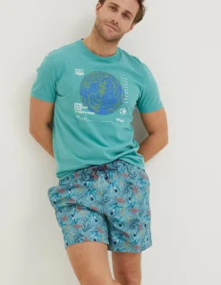 FatFace Mcs Organic One Ocean T-Shirt Light Teal Discount