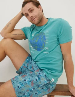 FatFace Mcs Organic One Ocean T-Shirt Light Teal Discount