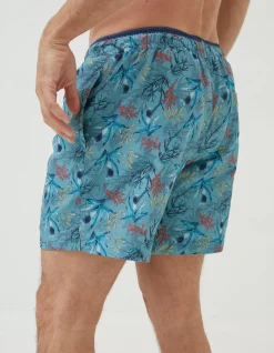 FatFace Mcs Trevose Coral Swim Shorts Duck Egg Online